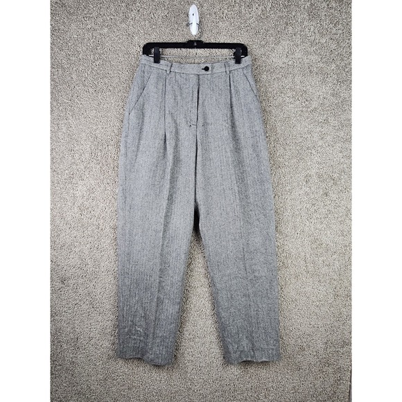 Vintage Evan Picone Chevron Gray, White Black Wool Blend Pants Women's Size 10 - Picture 1 of 10